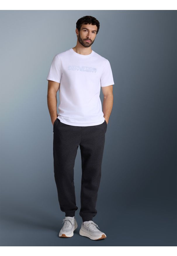 4f - 4F T-shirt regular z nadrukiem męski - biały XL. Kolor: biały. Materiał: materiał. Wzór: nadruk