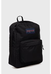 JanSport - Jansport plecak kolor czarny duży z aplikacją. Kolor: czarny. Wzór: aplikacja #5