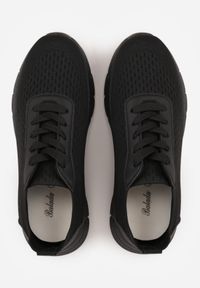 Born2be - Czarne Minimalistyczne Buty Sportowe z Siateczki na Tłoczonej Podeszwie Zanera. Okazja: na co dzień, na spacer. Kolor: czarny. Materiał: jeans. Szerokość cholewki: normalna. Sport: turystyka piesza, fitness, joga i pilates #3
