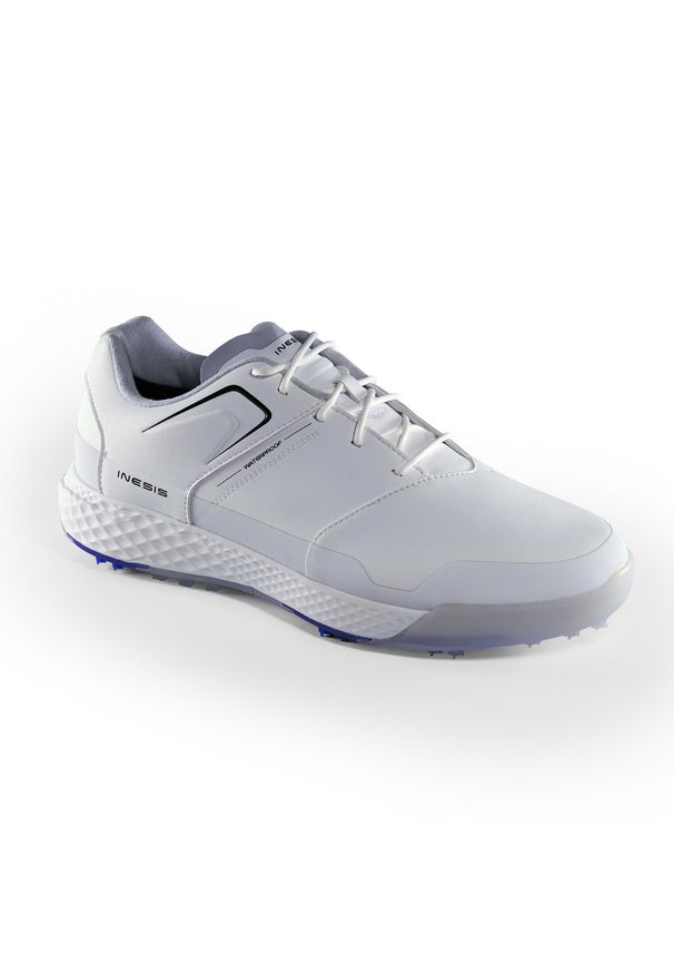 INESIS - Buty do golfa Grip Waterproof męskie. Kolor: biały. Materiał: kauczuk. Sport: golf