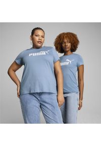 Puma - Damska koszulka z logo Essentials PUMA Zen Blue. Kolor: niebieski. Materiał: bawełna. Długość rękawa: krótki rękaw. Długość: krótkie