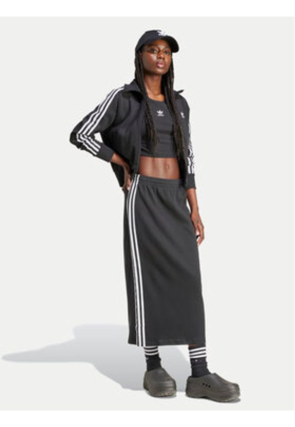Adidas - adidas Spódnica midi IY7279 Czarny Slim Fit. Kolor: czarny. Materiał: bawełna