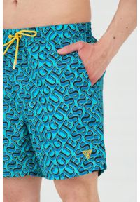 Guess - GUESS Męskie szorty kąpielowe niebiesko-granatowe, Rozmiar L. Kolor: wielokolorowy. Materiał: poliester #4