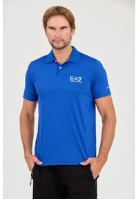 EA7 Emporio Armani - EA7 Niebieska męska koszulka polo Ventus 7, Rozmiar XL. Typ kołnierza: polo. Kolor: niebieski