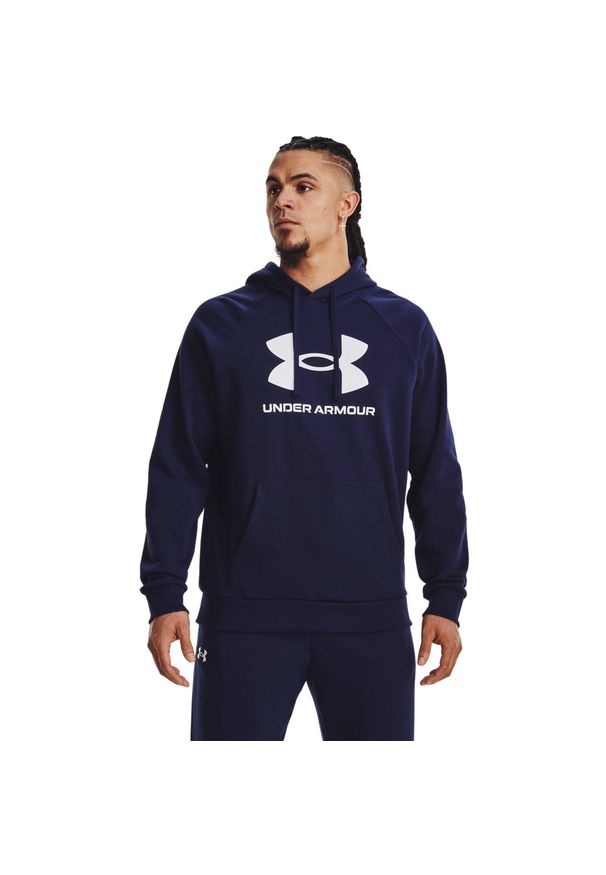 Bluza z kapturem Under Armour Rival Fleece, Mężczyźni. Typ kołnierza: kaptur. Kolor: biały, niebieski, wielokolorowy. Materiał: bawełna, materiał