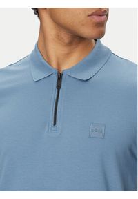 BOSS Polo Passerzip 50537507 Błękitny Slim Fit. Typ kołnierza: polo. Kolor: niebieski. Materiał: bawełna #3