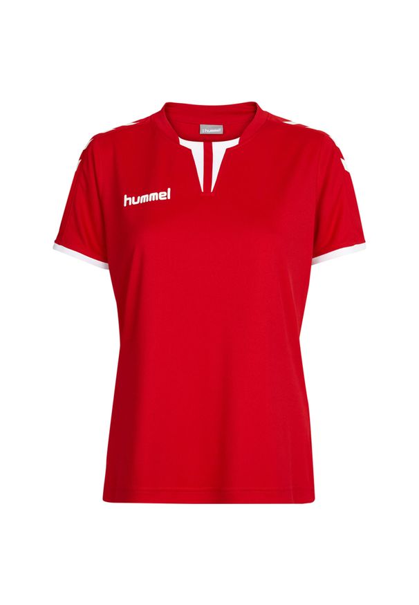 Koszulka sportowa z krótkim rękawem damska Hummel Core Womens SS Jersey. Kolor: czerwony. Materiał: jersey. Długość rękawa: krótki rękaw. Długość: krótkie