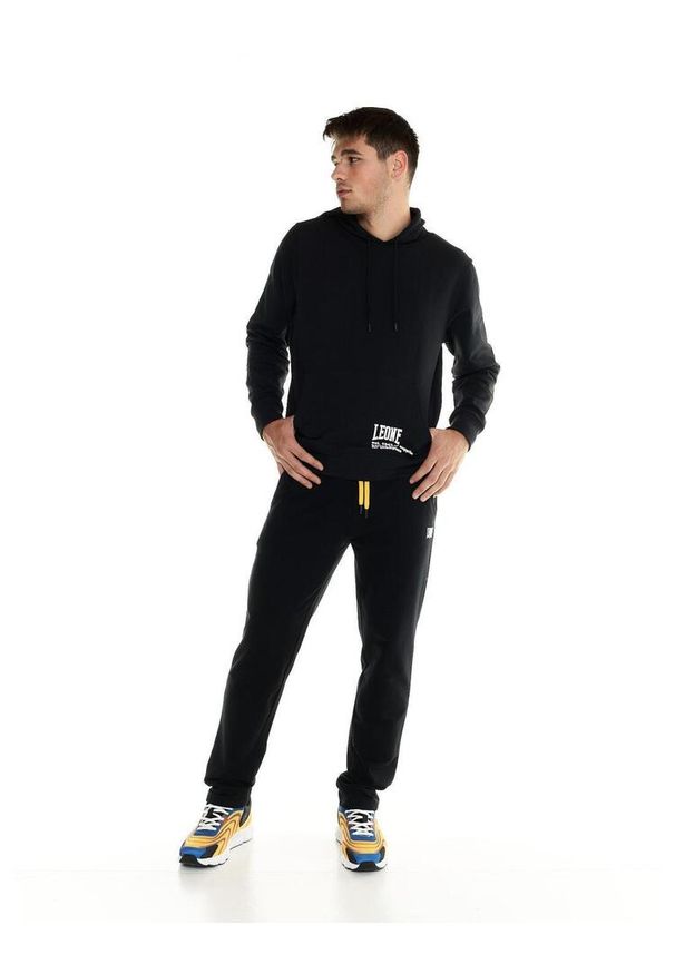 LEONE 1947 APPAREL - Męska bluza oversize Leone z kapturem Active. Typ kołnierza: kaptur. Kolor: czarny. Materiał: tkanina. Sport: fitness