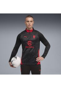 Puma - Męska bluza treningowa z zamkiem 1/4 AC Milan 25/26 PUMA. Kolor: czerwony, czarny, wielokolorowy. Sport: piłka nożna
