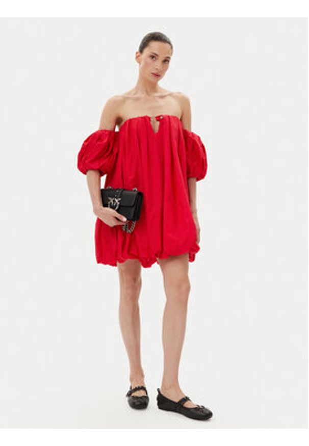 Pinko - PINKO Sukienka letnia 105211 A2LD Czerwony Regular Fit. Kolor: czerwony. Materiał: bawełna. Sezon: lato