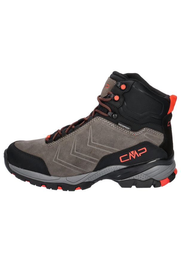 Buty trekkingowe męskie CMP Melnick Mid Wp Waterproof. Wysokość cholewki: za kostkę. Zapięcie: sznurówki. Kolor: wielokolorowy, szary, różowy, pomarańczowy. Materiał: tkanina, skóra, materiał, syntetyk. Szerokość cholewki: normalna