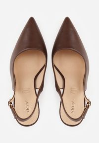 Renee - Brązowe Szpilki VICES Slingback z Wkładką ze Skóry Naturalnej Zoretta. Zapięcie: sprzączka. Kolor: brązowy. Materiał: skóra. Obcas: na szpilce. Styl: elegancki #8