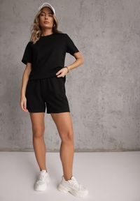 Renee - Czarny Bawełniano-Wiskozowy Komplet Sportowy T-shirt i Szorty Areinna. Kolor: czarny. Materiał: wiskoza, bawełna #8