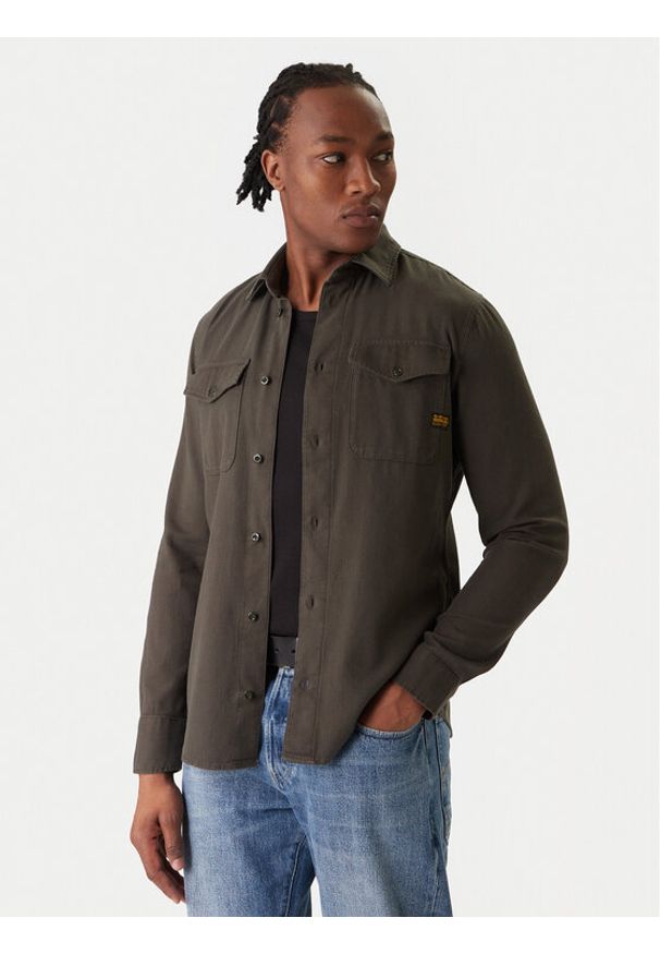 G-Star RAW - G-Star Raw Koszula Marine D24963-D454 Szary Slim Fit. Kolor: szary. Materiał: bawełna. Styl: marine