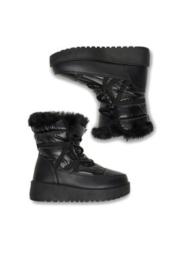 DeeZee Śniegowce HY002-1 Czarny. Kolor: czarny. Materiał: materiał