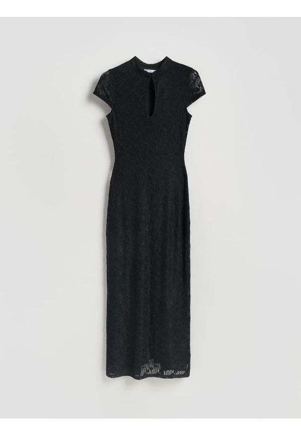 Reserved - Koronkowa sukienka maxi - czarny. Kolor: czarny. Materiał: koronka. Długość: maxi