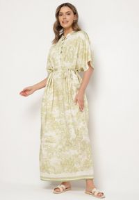 Born2be - Zielona Sukienka Typu Oversize z Wiskozą w Abstrakcyjny Wzór Lunalessa. Okazja: na co dzień. Kolor: zielony. Materiał: wiskoza. Typ sukienki: oversize. Styl: klasyczny, elegancki, casual