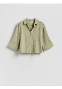 Reserved - Koszula z wiskozą - jasnozielony. Kolor: zielony. Materiał: wiskoza