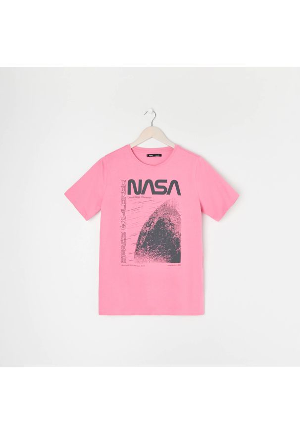 Sinsay - Koszulka bawełniana NASA - Różowy. Kolor: różowy. Materiał: bawełna