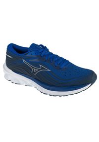Buty do biegania męskie Mizuno Wave Skyrise 5. Zapięcie: sznurówki. Kolor: niebieski. Materiał: guma, materiał, syntetyk. Szerokość cholewki: normalna. Model: Mizuno Wave