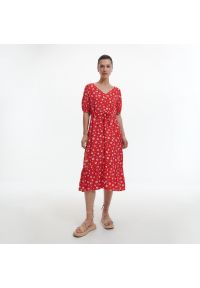 Reserved - Sukienka z wiskozy - Czerwony. Kolor: czerwony. Materiał: wiskoza