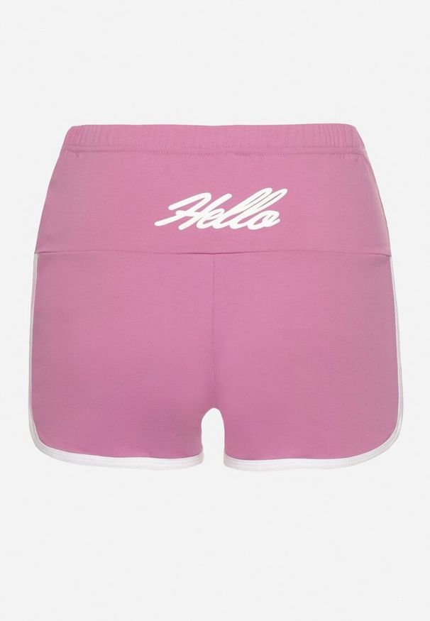 Born2be - Fioletowe Bawełniane Szorty Dresowe z Lamówką Lirevive. Okazja: na co dzień, na spacer. Kolor: fioletowy. Materiał: dresówka, bawełna. Styl: sportowy, klasyczny, elegancki, casual