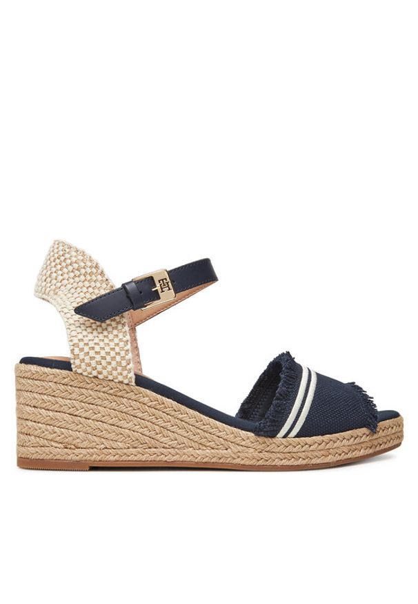 TOMMY HILFIGER - Tommy Hilfiger Espadryle Fringe Canvas Medium Wedge FW0FW08879 Granatowy. Kolor: niebieski. Materiał: materiał
