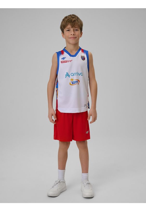 4f - 4F Koszulka meczowa replika domowa z sezonu 2025/26 dziecięca 4F x Twarde Pierniki - biała 134/140 (8-10 lat). Kolor: biały. Materiał: materiał. Wzór: nadruk. Sezon: lato