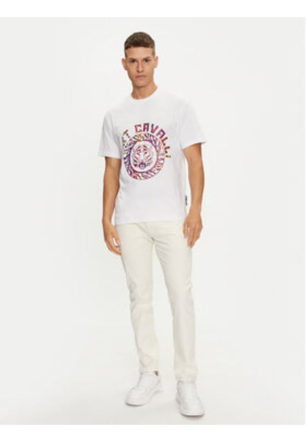 Just Cavalli T-Shirt 76OAHC17 Biały Regular Fit. Kolor: biały. Materiał: bawełna