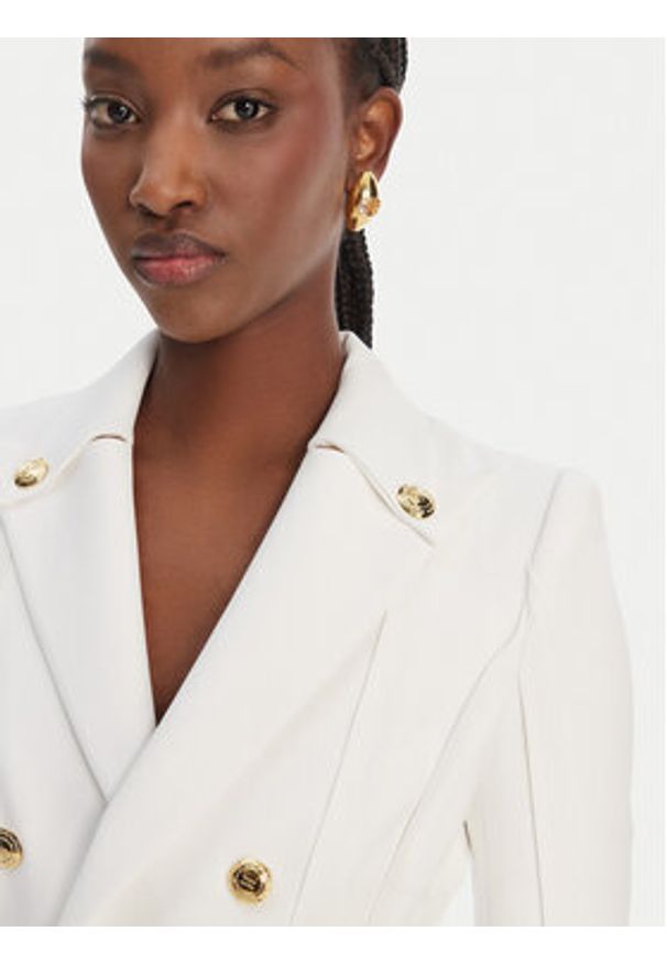 Elisabetta Franchi Marynarka GI-218-61E2-V780 Biały Regular Fit. Kolor: biały. Materiał: syntetyk