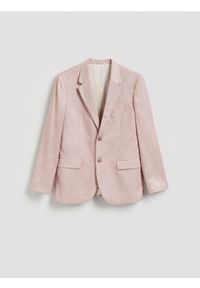Reserved - Marynarka slim fit - pastelowy róż. Kolor: różowy. Materiał: tkanina #1
