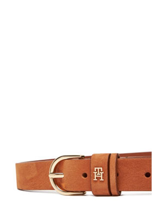 TOMMY HILFIGER - Tommy Hilfiger Pasek Damski Essential Effortless 2.5 Nubuck AW0AW17930 Brązowy. Kolor: brązowy. Materiał: zamsz, skóra