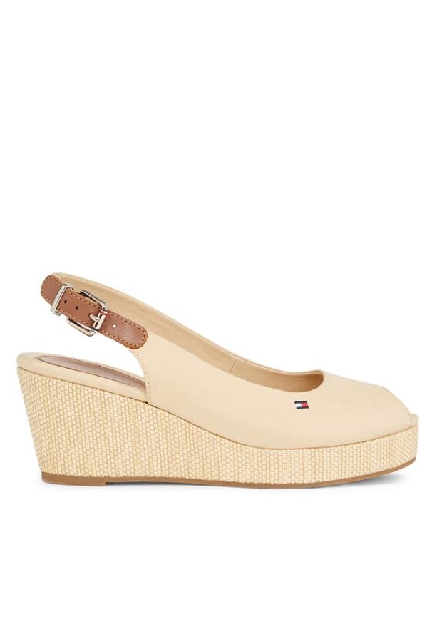 TOMMY HILFIGER - Tommy Hilfiger Espadryle Iconic Elba Sling Back Wedge FW0FW04788 Beżowy. Kolor: beżowy. Materiał: materiał