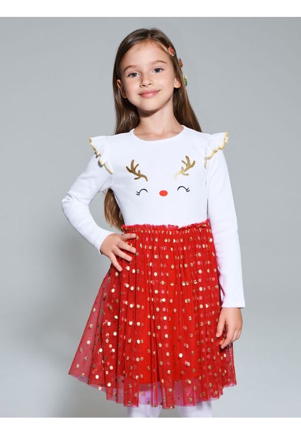 Sinsay - Sukienka babydoll z motywem świątecznym - wielobarwny. Styl: wizytowy