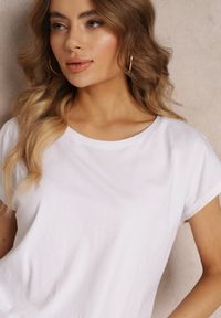 Renee - Biały T-shirt z Krótkim Rękawem Bawełniany Telarosa. Kolor: biały. Materiał: bawełna. Długość rękawa: krótki rękaw. Długość: krótkie #4