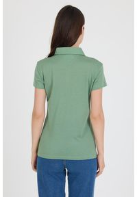 WOOLONA - Koszulka Polo Damska 100% Merino Woolona. Typ kołnierza: polo. Kolor: zielony