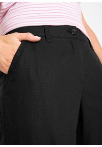 bonprix - Spodnie z mieszanki lnu i bawełny. Kolor: czarny. Materiał: bawełna, len #3