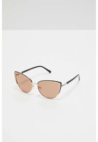 MOODO - Okulary przeciwsłoneczne z metalowymi oprawkami o kocim kształcie brązowe. Kolor: brązowy