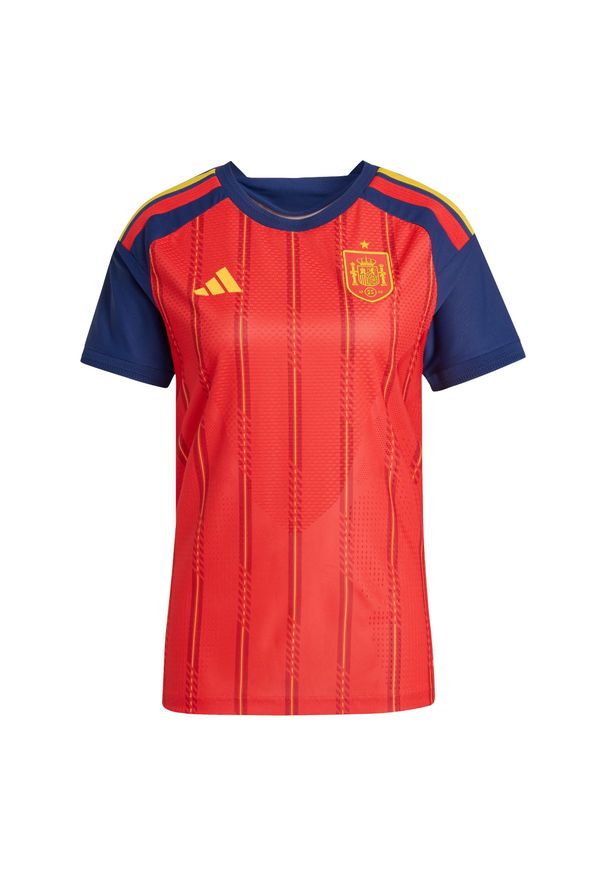 Adidas - Koszulka Spain 26 Home Authentic. Kolor: wielokolorowy, czerwony, różowy. Technologia: ClimaCool (Adidas). Sport: piłka nożna