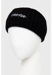 Calvin Klein - Opaska z domieszką wełny. Kolor: czarny. Materiał: wełna #3