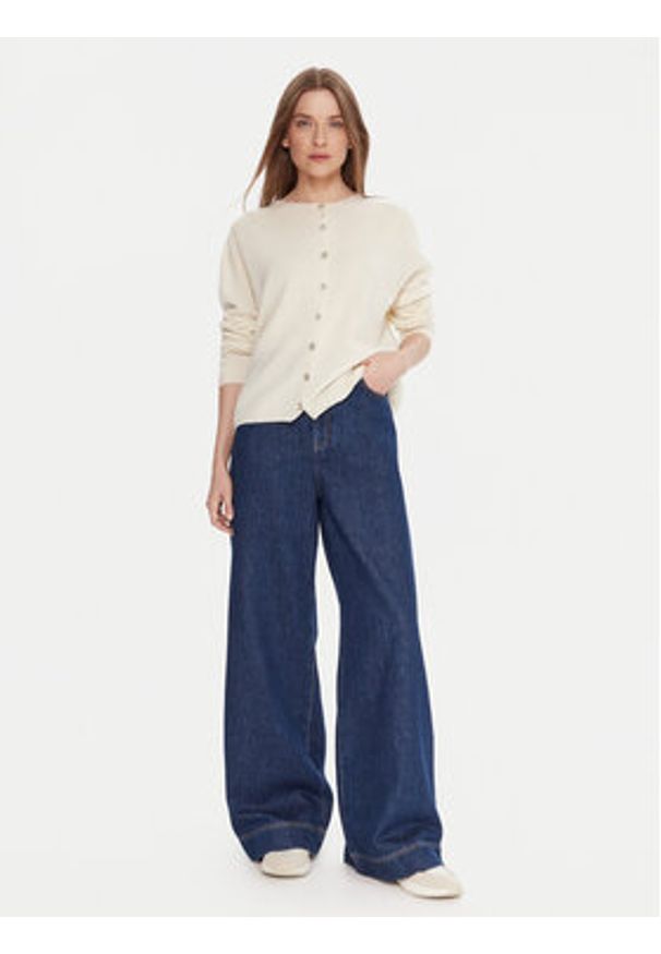 Kontatto Kardigan 3M0978C Écru Relaxed Fit. Materiał: wełna