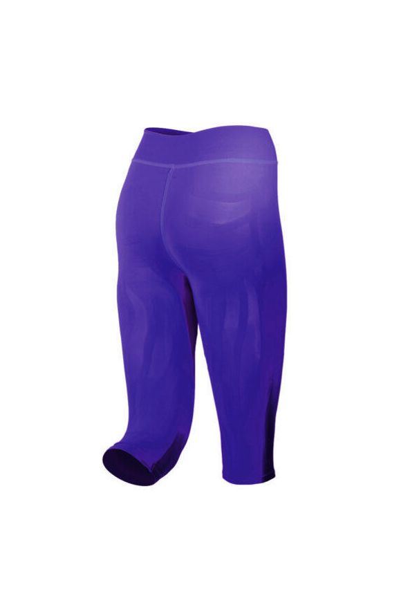 R-EVENGE - Legginsy techniczne do biegania Capri damskie z taśmami kinetycznymi. Kolor: fioletowy. Materiał: elastan