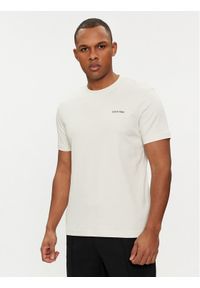 Calvin Klein T-Shirt Micro Logo Interlock K10K109894 Beżowy Regular Fit. Kolor: beżowy. Materiał: bawełna #1