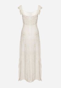 Born2be - Biała Wiskozowa Sukienka Ozdobiona Haftami i Falbankami Lumionea. Typ kołnierza: kołnierz z falbankami. Kolor: biały. Materiał: wiskoza. Wzór: aplikacja, haft. Styl: elegancki #5