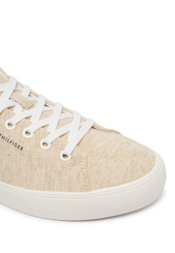 TOMMY HILFIGER - Tommy Hilfiger Sneakersy Th Hi Vulc Core Low Chambray FM0FM05818 Beżowy. Kolor: beżowy. Materiał: materiał