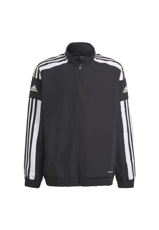 Adidas - Kurtka dziecięca adidas Squadra 21 Presentation. Kolor: czarny, biały, wielokolorowy. Materiał: tkanina, poliester. Sport: piłka nożna