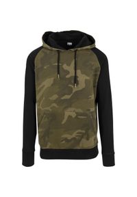 Urban Classics - Bluza z kapturem Urban Classic contrat raglan. Typ kołnierza: kaptur. Kolor: wielokolorowy, czarny, zielony, brązowy. Długość rękawa: raglanowy rękaw #1