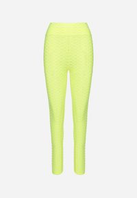 Born2be - Jasnozielone Legginsy Sportowe z Elastyczną Gumką i Tłoczonym Wzorem Ardisa. Okazja: na co dzień. Kolor: zielony. Styl: sportowy