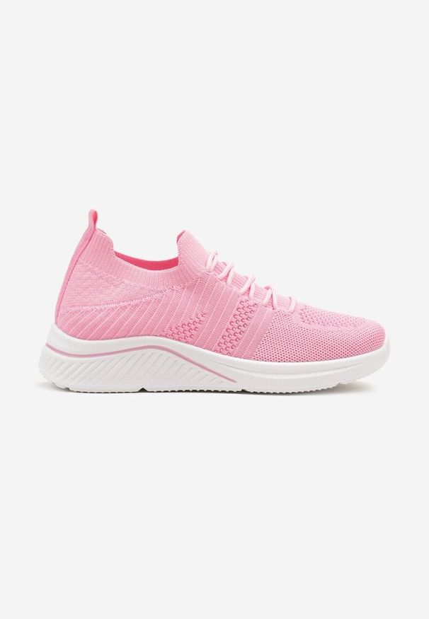 Born2be - Fuksjowe Buty Sportowe Sneakersy z Siateczki na Ozdobnej Podeszwie Ivelloti. Okazja: na co dzień. Kolor: różowy. Materiał: jeans. Szerokość cholewki: normalna