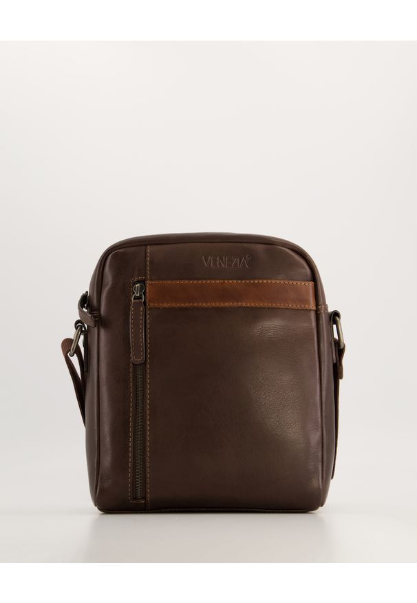 Venezia - LISTONOSZKA MĘSKA 31783 BROWN. Materiał: materiał, skóra